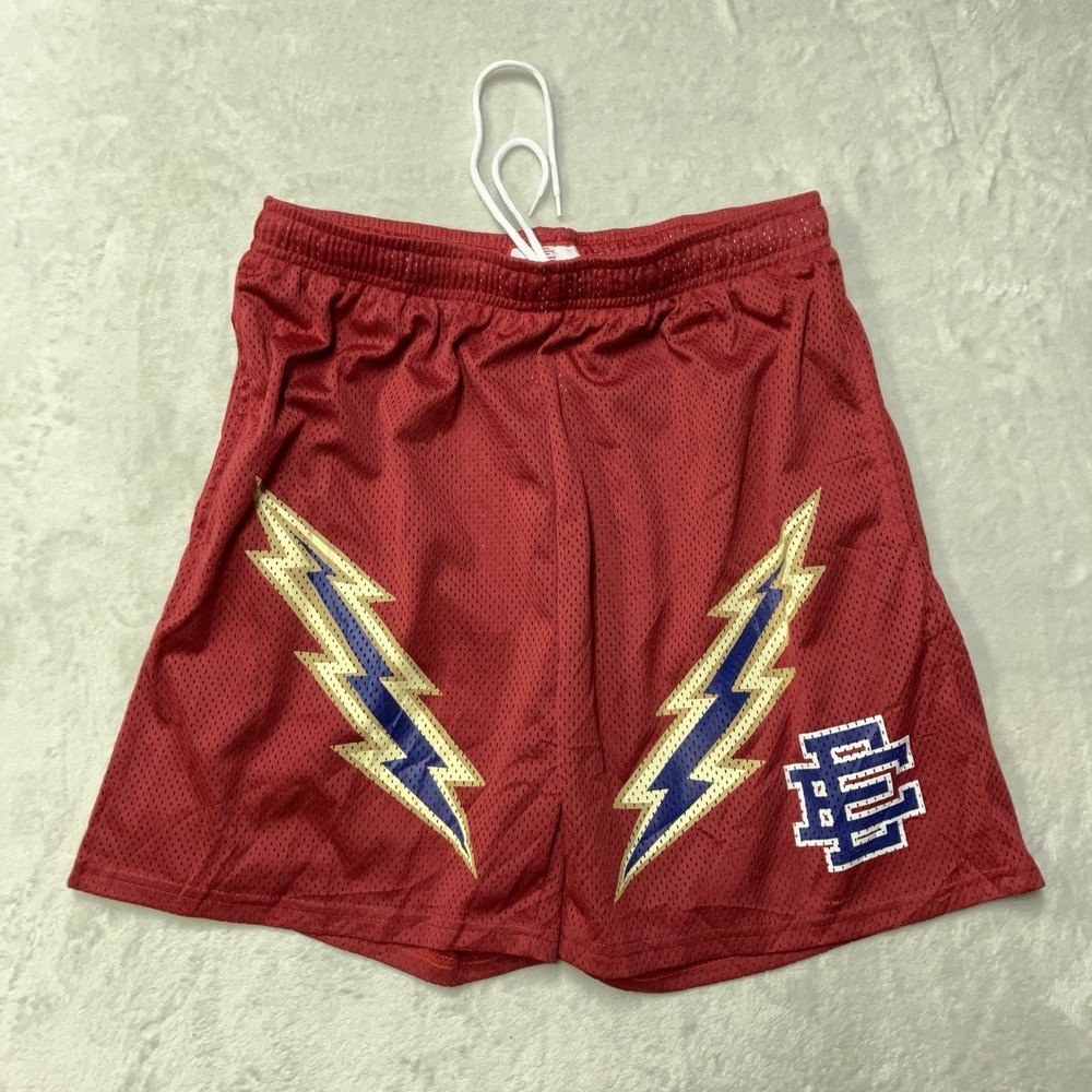 Eric Emanuel EE Basic Short Red Yellow Lightning Strike Bolt Mesh Mens XXL